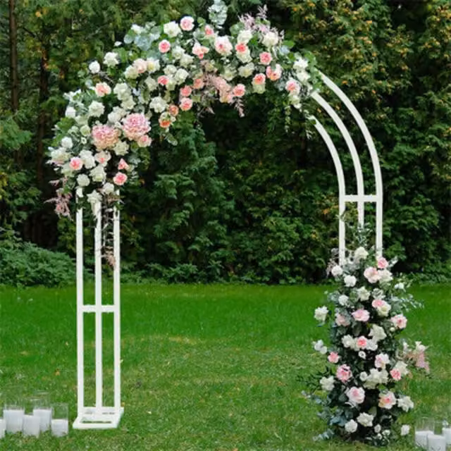 NESTLUNE 3 Layer Metal Wedding Arch Backdrop Stand in White, W/D/H: 100 x 15 x 15 cm – 1