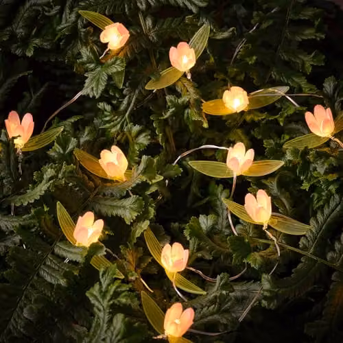 Lights4fun Warm White Mini Tulip Flower Decorative LED String Fairy Lights with Timer, 1.9m – 2