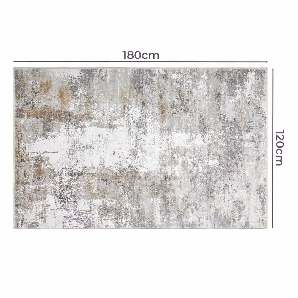 Kelvenix Large Round Non-Slip Washable Abstract Rug in Grey, Diameter: 100 cm