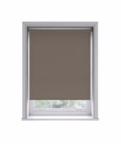 New Edge Blinds Chocolate Brown Thermal Blackout Roller Blind, Adhesive No Drill, W: 60 cm, H: 170 cm