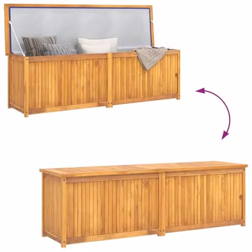 vidaXL Brown Lacquered Teak Wood Garden Box with Removable Lid, W/D/H: 175 x 50 x 55 cm – 2