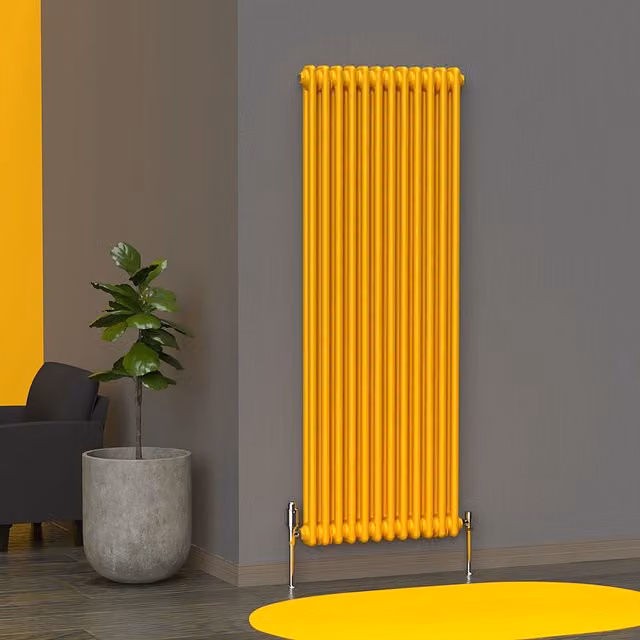 Lux Heat Vertical Coloured Column Radiator in Sunflower Yellow, H: 150 cm, W: 56 cm