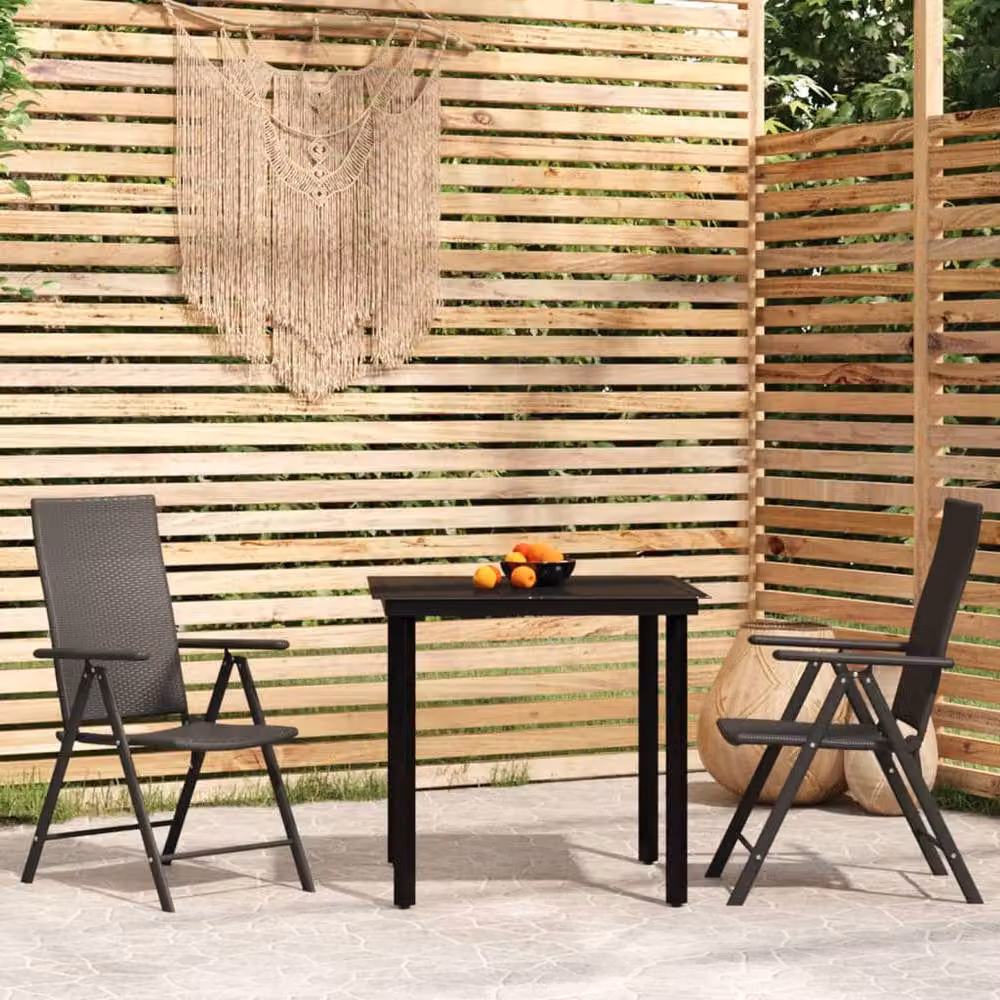 Berkfield Home 3 Piece Modern Garden Dining Set in Black – 2