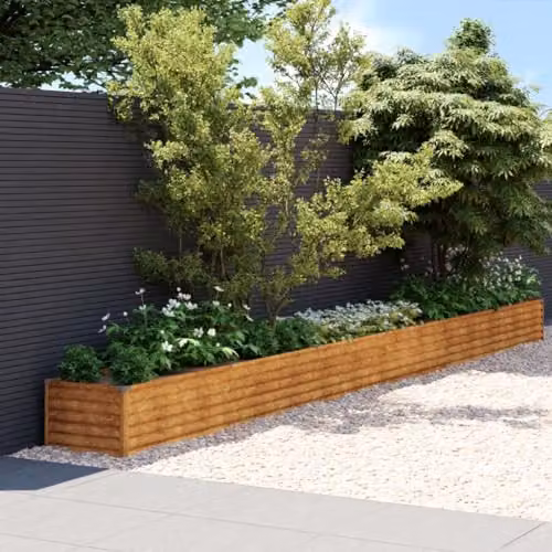 vidaXL Rusty Brown Metal Corten Garden Raised Bed W: 580 cm, D: 50 cm, H: 36 cm