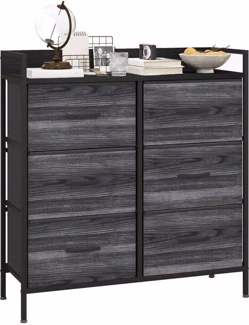 Havendro 6 Drawer Bedroom Chest of Drawers with Shelf, Black – 1