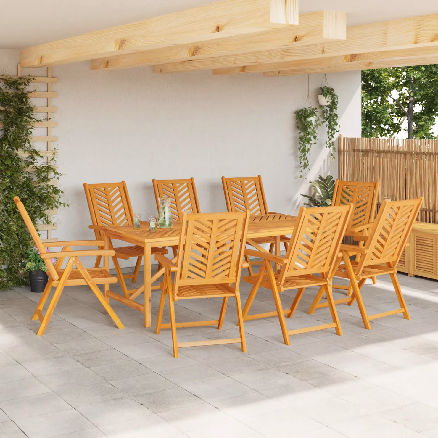 Berkfield Home Set of 8 Reclining Garden Chairs in Brown Rustic Acacia Wood – 3