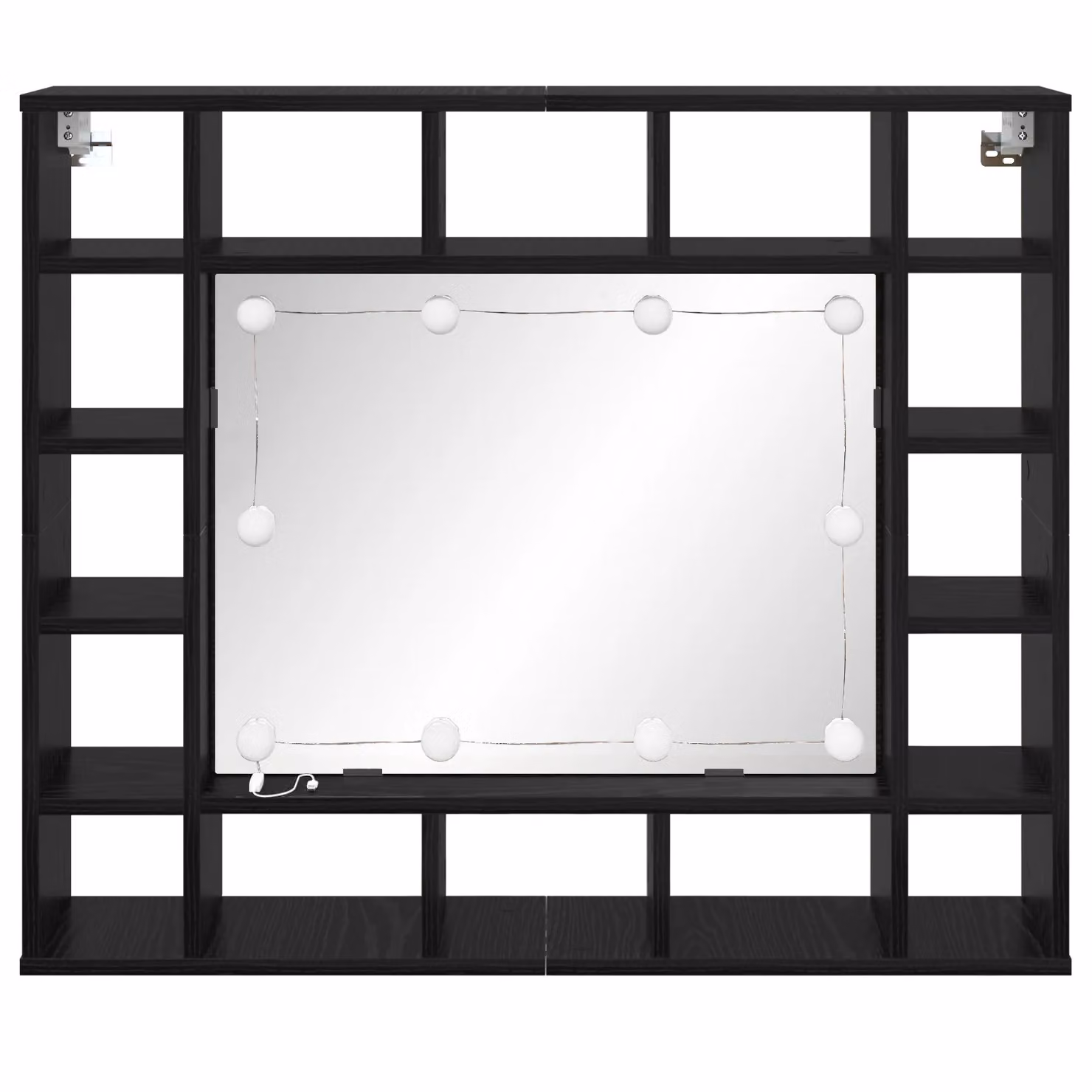 Berkfield Home Wall-mounted Mirror Cabinet with LED Lighting and Internal Shelves in Black Oak – 3