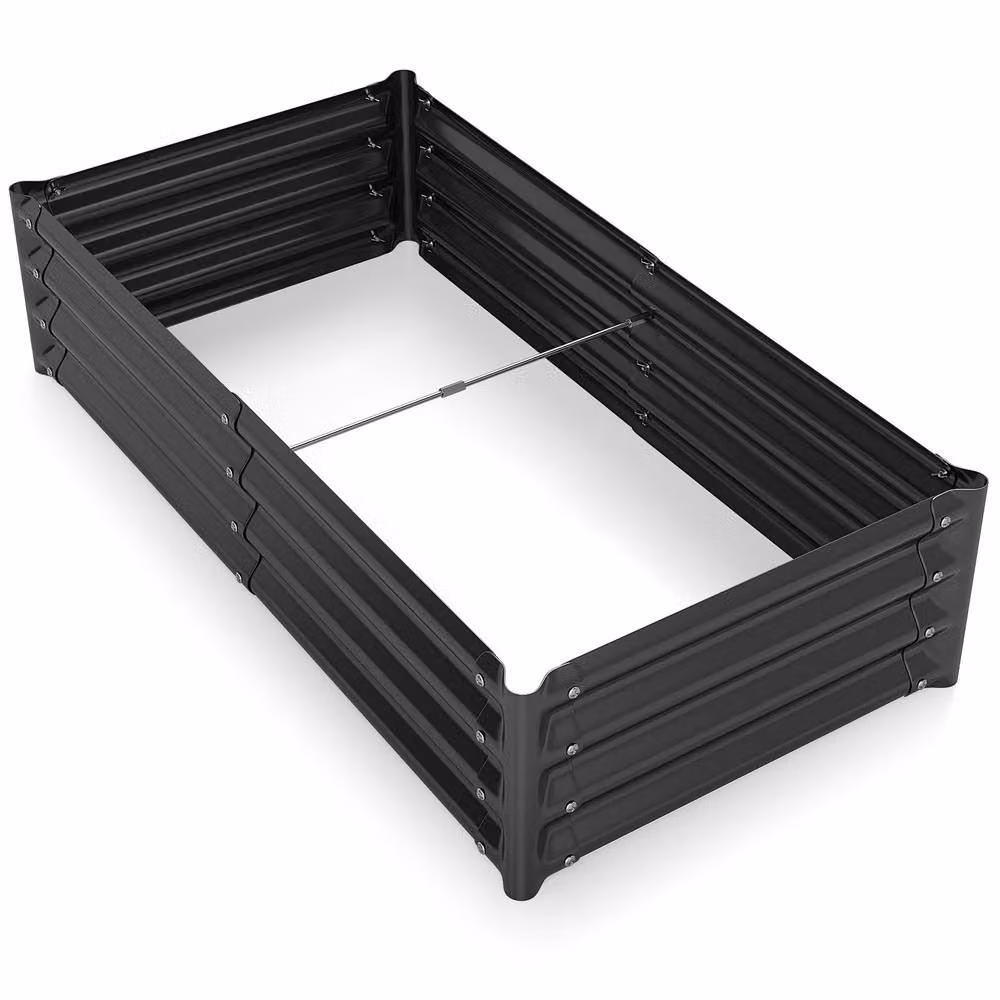 Costway Galvanised Steel Raised Garden Bed Metal Planter Box, Grey, W: 123 cm, D: 64 cm, H: 29 cm – 7