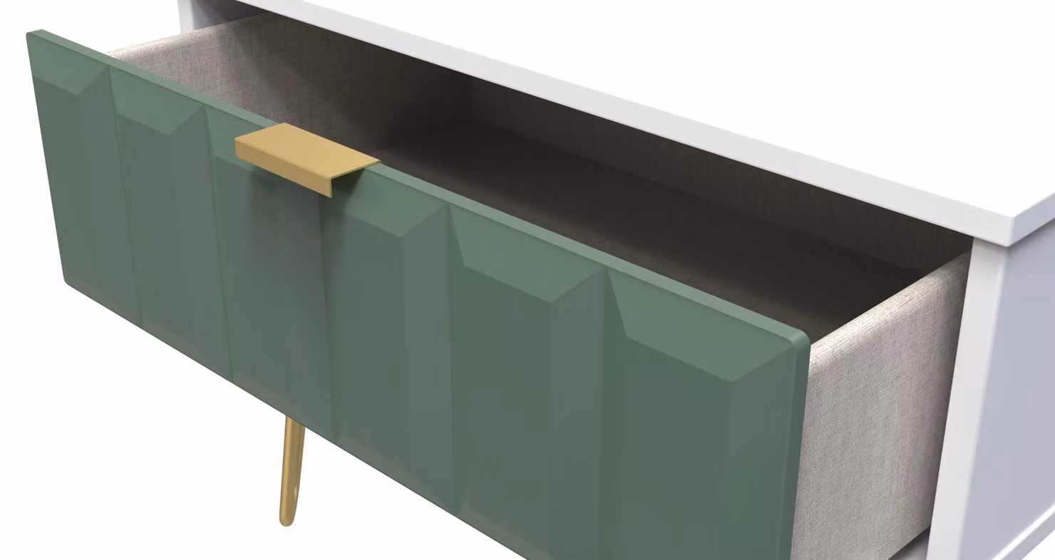 Ready Assembled 2 U Metro Wide Side Table with 1 Drawer in Green and Gold – 3