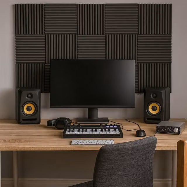 Harbour Housewares Black Square Foam Acoustic Panels, Pack of 24
