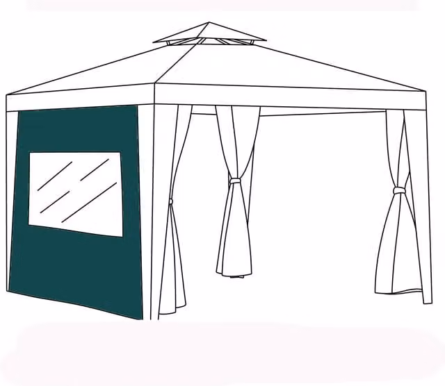 Gardenista Replacement Green Polyester Garden Gazebo Side Panel with Window, H: 190 cm, W: 260 cm