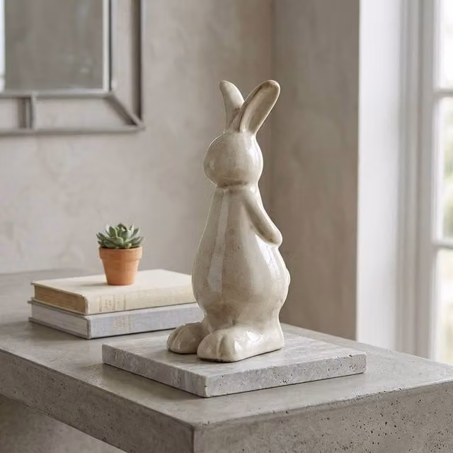 Garden Greatness Multicolour Ceramic Springtime Rabbit Tabletop Ornament
