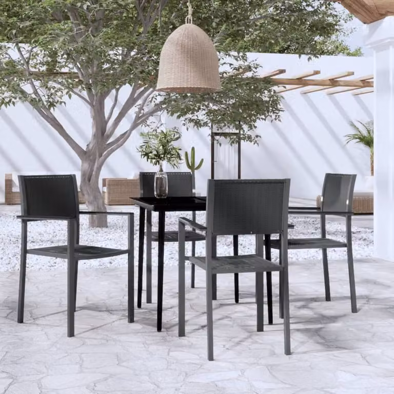 Berkfield Home 5 Piece Modern Garden Dining Set in Black
