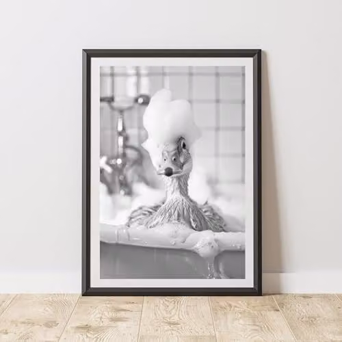 60 Second Makeover Duck In The Bath Animal Print Paper Poster, A4, Multicolour