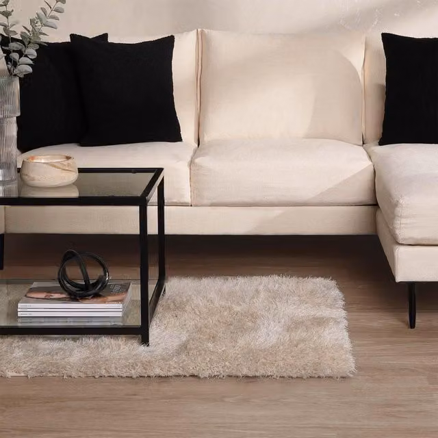Sienna Home Shaggy Rectangular Floor Rug in Beige and Yellow, W: 170 cm