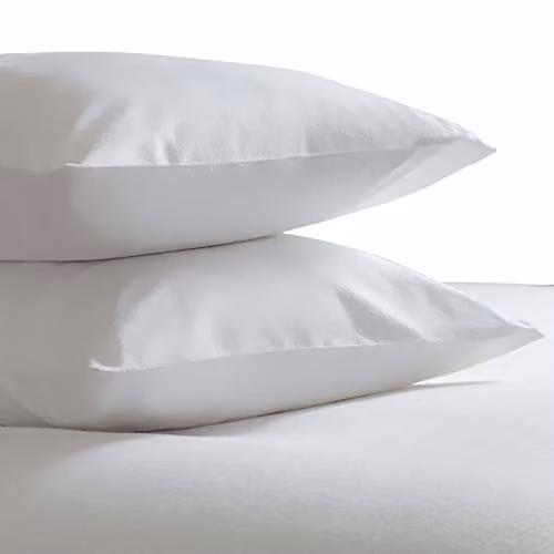 Belledorm Pair of White Brushed Combed Cotton Housewife Pillowcases