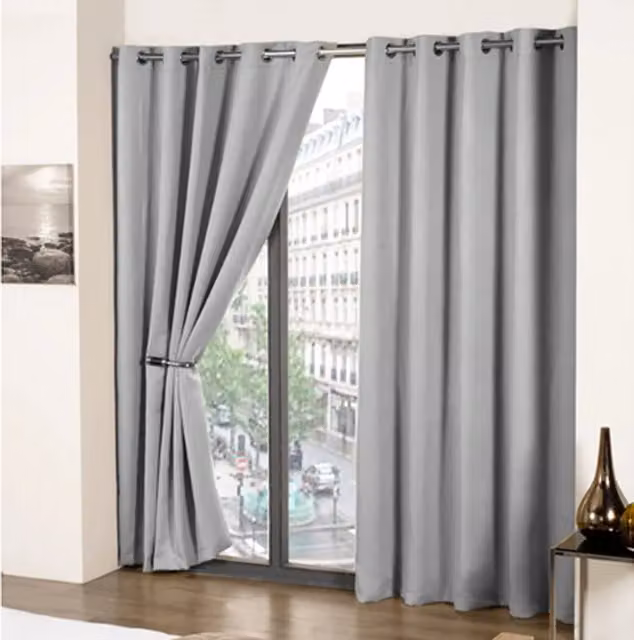 New Edge Blinds Essential Woven Thermal Blackout Eyelet Curtains in Grey, W: 116 cm, H: 183 cm