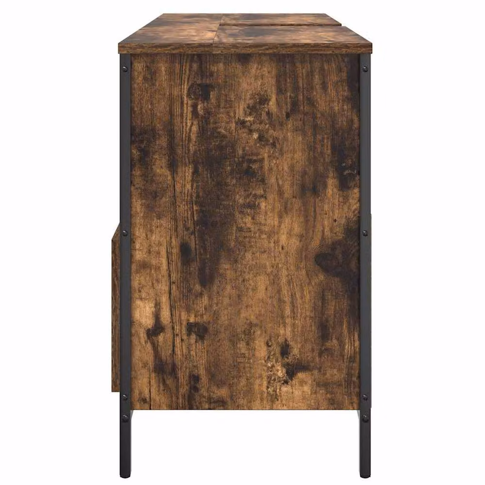 Berkfield Home Bathroom Basin Cabinet with Drawers in Smoked Oak Brown, W: 90 cm, D: 34.5 cm, H: 60 cm – 5