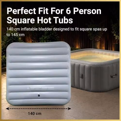 SHATCHI Grey Square Inflatable Thermal Spa Cover for 6 Person Hot Tubs, Durable PVC Design – 3