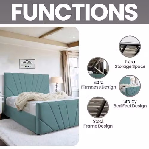 Living Comfort Bedz Sunrise Bed in Emerald Green Plush Velvet with Black Board Base, 5ft King Size – 4