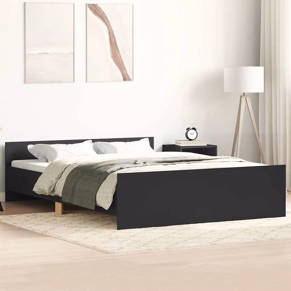 Berkfield Home Bed Frame with Headboard and Footboard in Black, W/D/H: 140 x 200 cm – 2