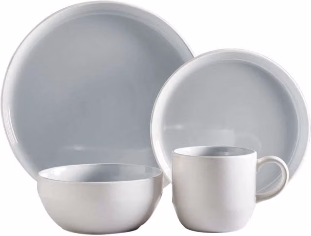 Barbary and Oak 16 Piece Stoneware Dinnerware Set in Grey and Green
