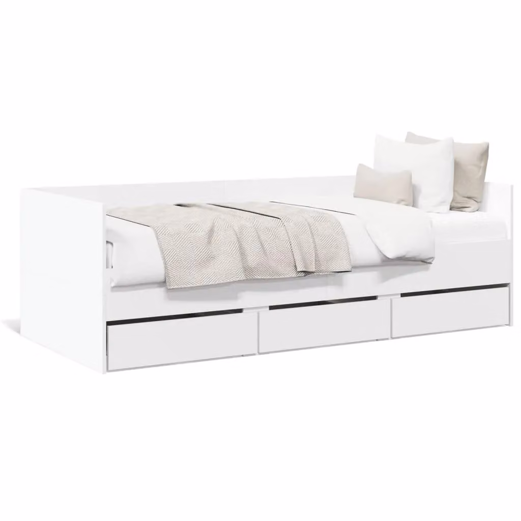 Berkfield Home Small Single Daybed with Drawers, White, W: 75 cm, L: 190 cm – 2