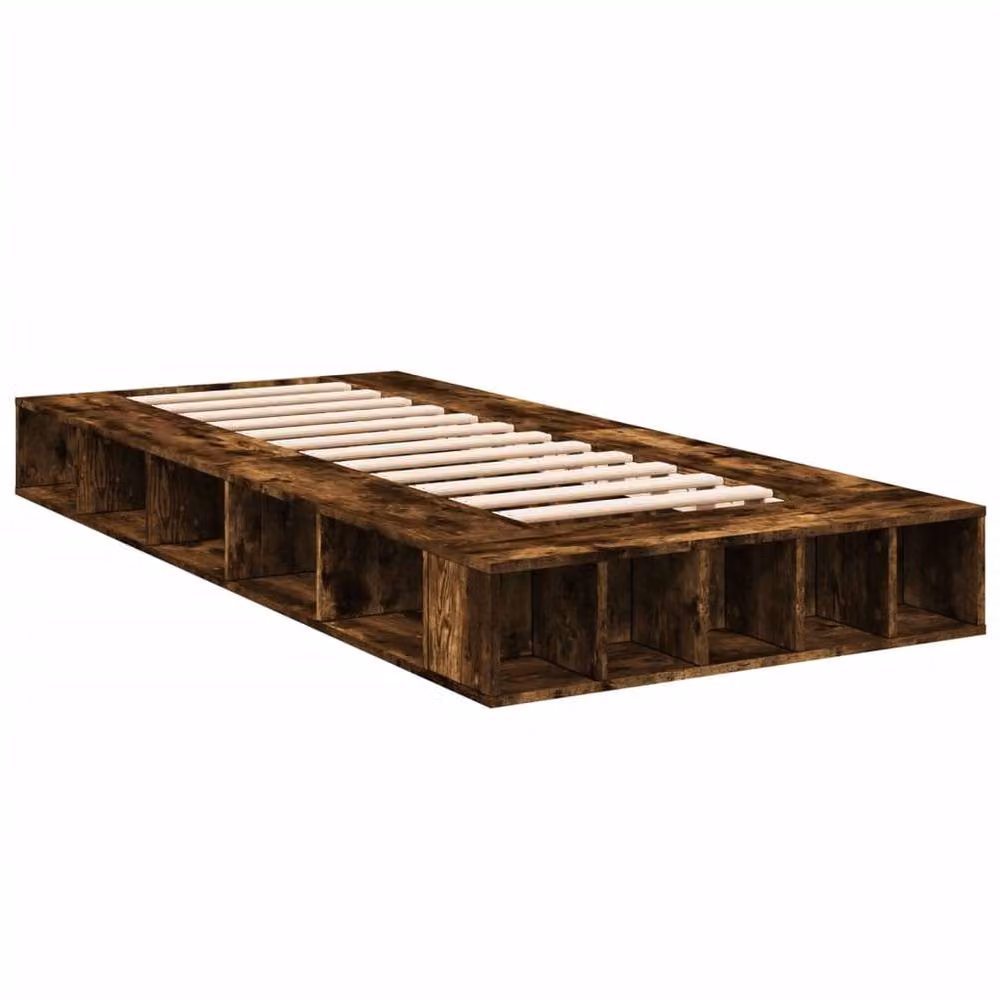 Berkfield Home Smoked Oak Bed Frame in Brown, W/D/H: 75 x 190 cm Small Single – 3