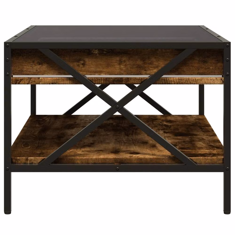 Berkfield Home Infinity LED Coffee Table in Smoked Oak Brown, W/D/H: 70 x 50 x 38 cm – 4