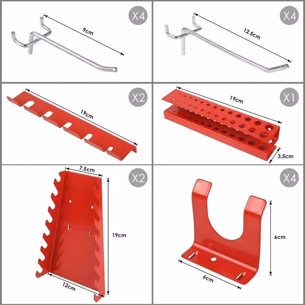 VOGREX Black Pegboard Wall Organizer Kit with Long Racks and Hooks, W/D/H: 120 x 60 x 20 cm – 3