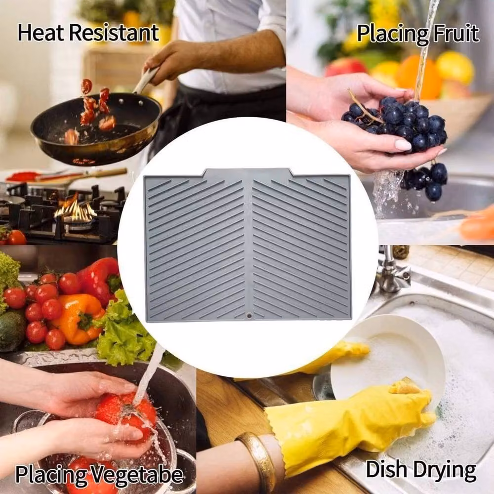 Kelvenix Large Silicone Dish Draining Mat in Grey – 4