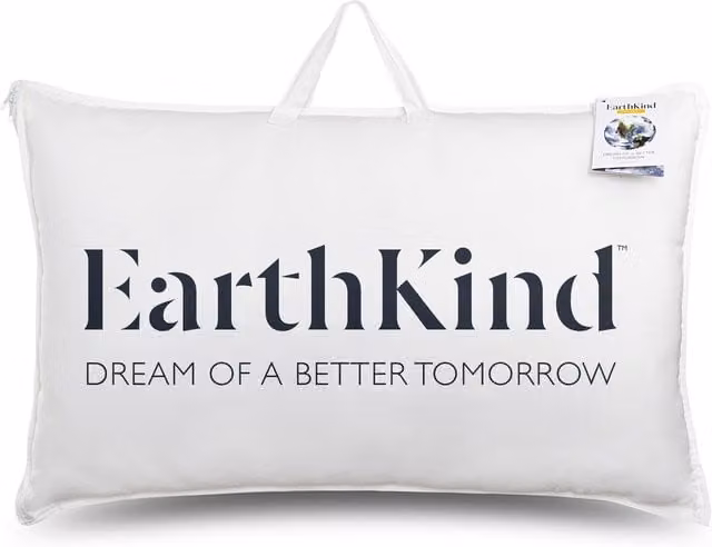 EarthKind White Medium Down and Feather Mix Breathable Cotton Pillow for Adults