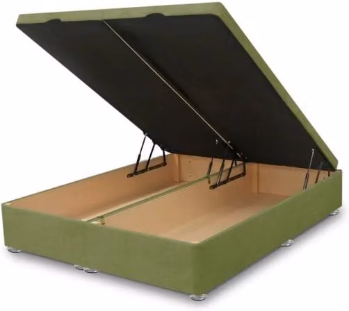 ASC Lunar Plus Front Opening Ottoman Divan Base, Green Velvet, W/D/H: 200 x 160 x 36 cm