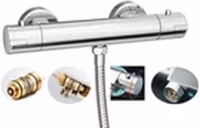 EONLION Modern Thermostatic Exposed Bar Shower Mixer Valve in Silver Chrome
