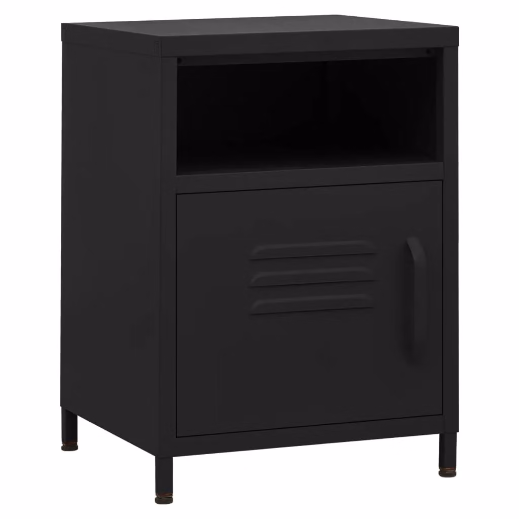Berkfield Home Modern Black Matt Metal Nightstand W/D/H: 35 x 35 x 51 cm – 2