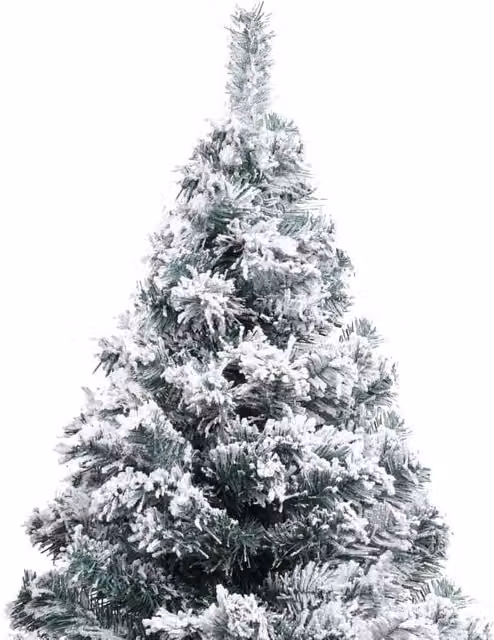 Berkfield Home Beautiful Artificial Flocked Snow Christmas Tree in Green and White, Height: 150 cm – 1