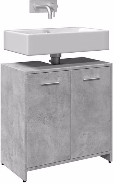 Berkfield Home Modern Wall Mounted Bathroom Sink Cabinet in Concrete Grey, W/D/H: 60 x 33 x 60 cm