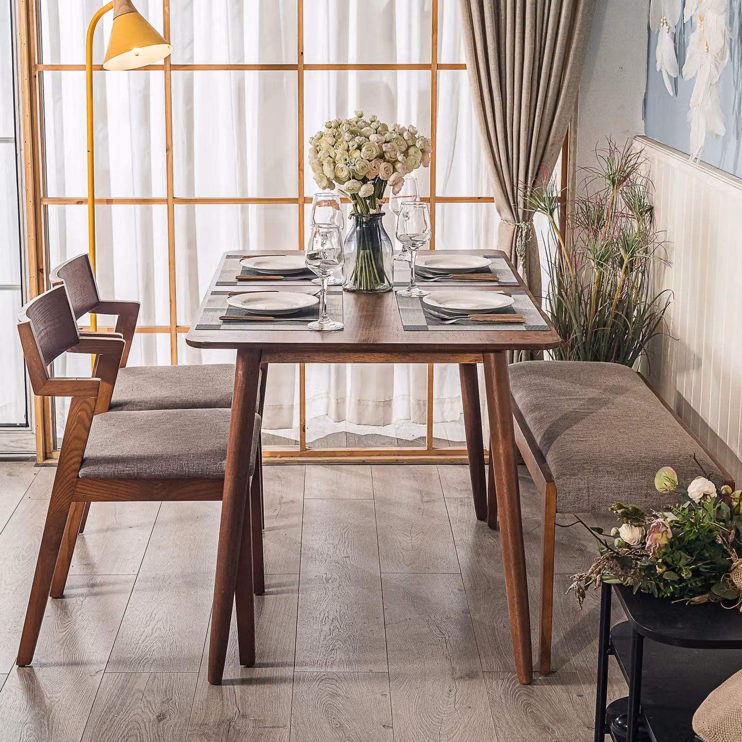 Nordlys Rectangular Wood Dining Table in Walnut Brown, Length: 120 cm – 2