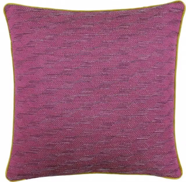 Riva Paoletti Marylebone Square Jacquard Cushion in Yellow and Pink, W/D/H: 50 x 50 x 50 cm