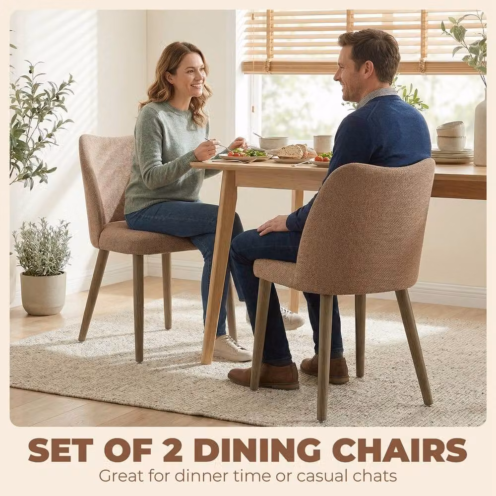 FORGEVIO Set of 2 Upholstered Fabric and Rubberwood Dining Chairs in Multicolour – 3