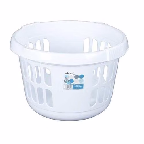 Wham Round Plastic Laundry Basket in White