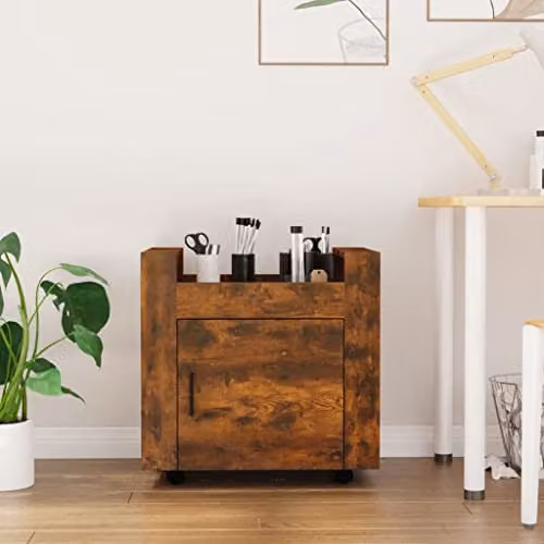 vidaXL Industrial Desk Trolley in Brown Oak, W/D/H: 60 x 45 x 60 cm – 2