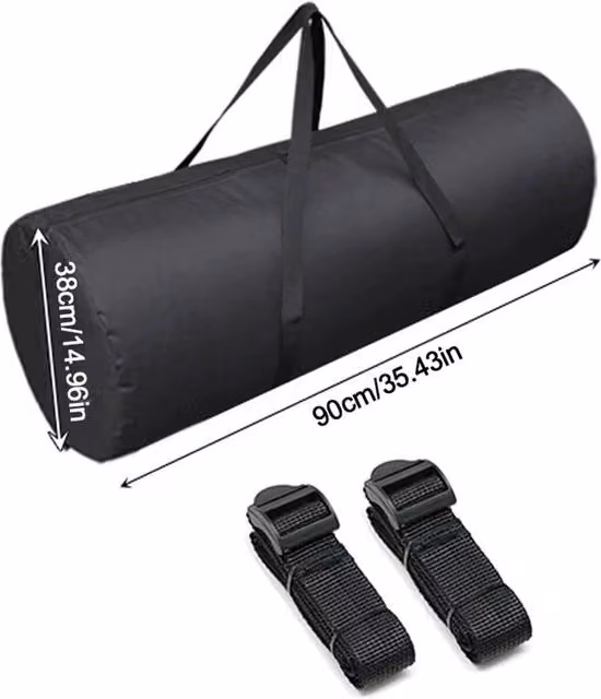 Nordara Black Campervan Mattress Topper Storage Bag with Straps, 90 cm