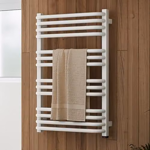 Terma Alex One Electric Towel Rail with Concealed Element, White (RAL 9016), H: 76 cm, W: 50 cm