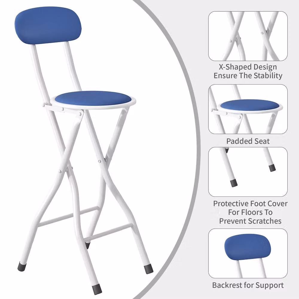 MCC Direct Padded Folding Breakfast Bar Stool High Chair in Grey and Blue – 2