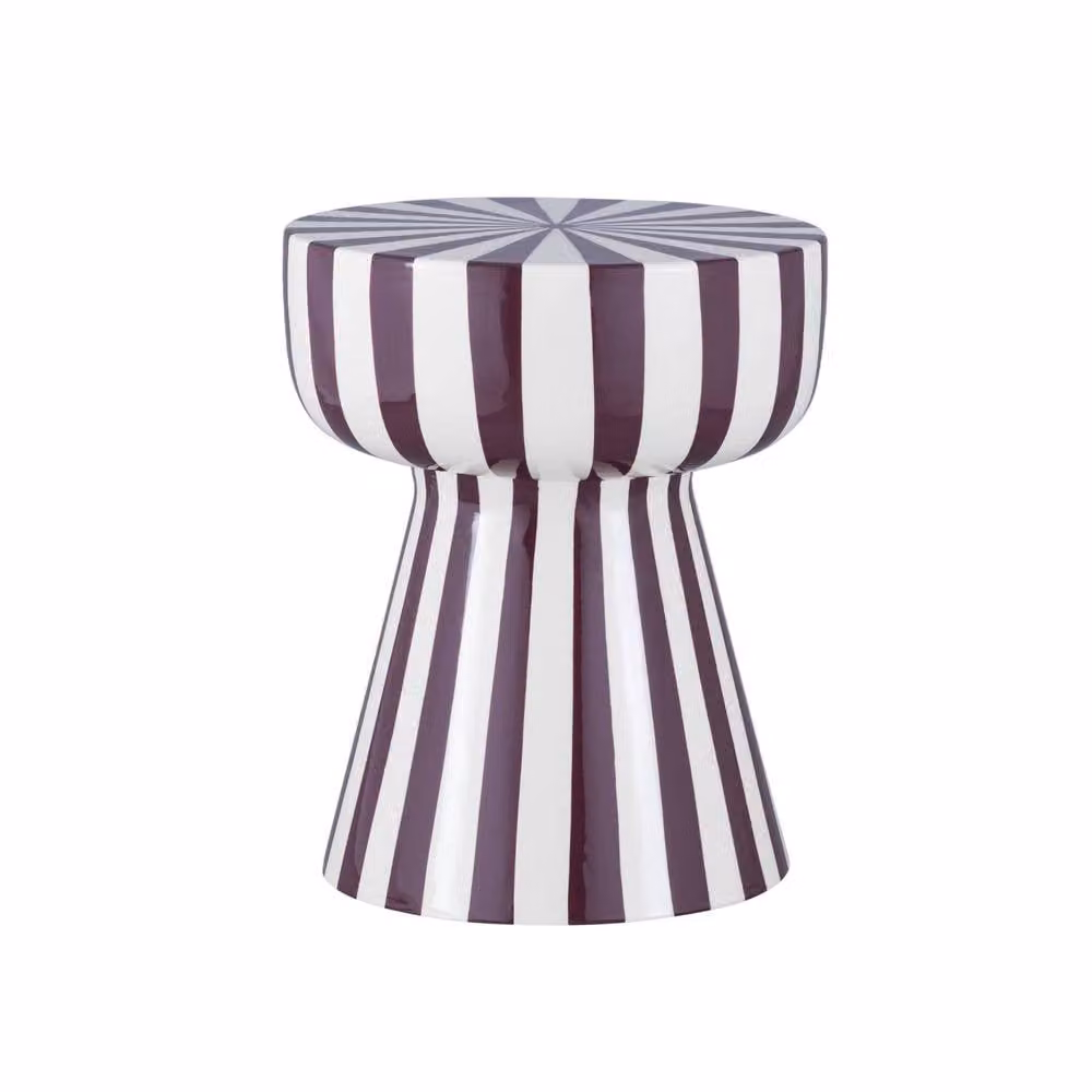 sweeek Modern Round Metal Side Table in Purple with Two-Tone Striped Enamelled Steel Finish, W/D/H: 41 x 41 x 75 cm – 2