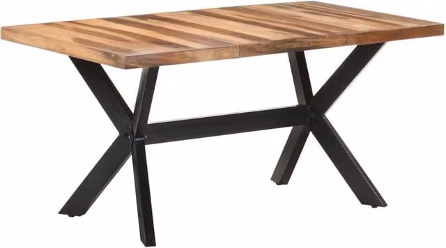 Berkfield Home Rectangular Solid Wood Dining Table in Brown, W/D/H: 160 x 80 x 75 cm – 1