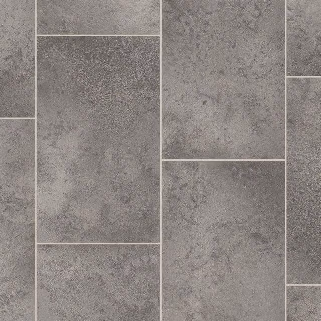 Elevated Vinyl Flooring Grey Stone Tile Effect Non Slip 2.8mm W: 200 cm, L: 600 cm