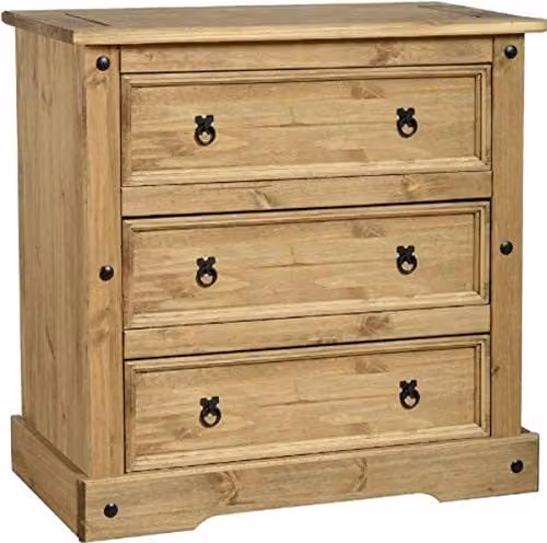 Seconique Corona 3 Drawer Chest in Distressed Waxed Pine, Brown