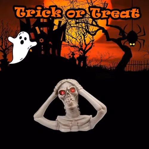 VFM e-Store Halloween Skeleton Bust with LED Eyes in White – 3